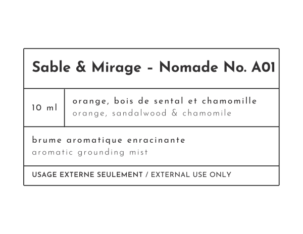 Sable & Mirage ⏤ Nomade No. A01 | Aromatic Grounding Mist | 10 mL - Image 2